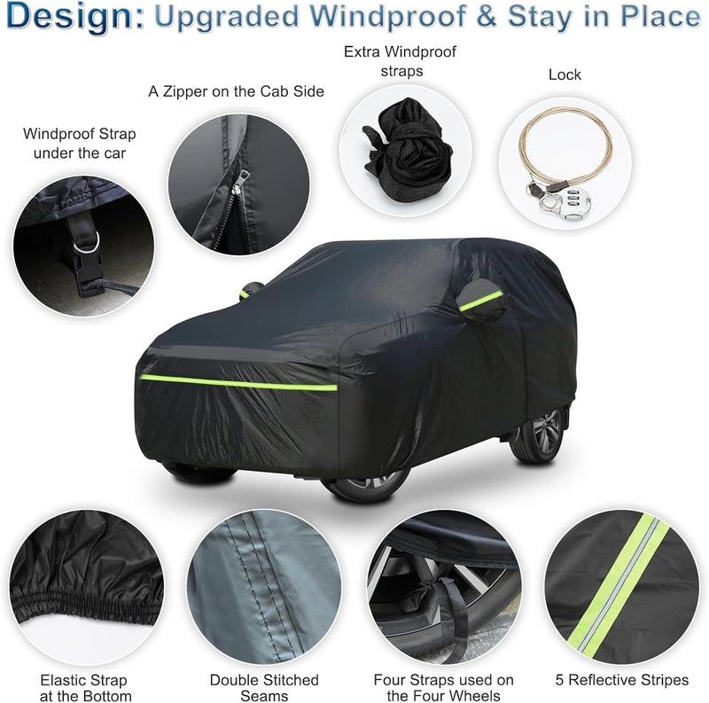 BIGACOVER SUV for Nissan Rogue Full Car Cover Waterproof All Weather, Outdoor Car Covers with Zipper and Soft Cotton Lining Windproof Heavy Duty Protection Compatible with 2008-2025 Nissan Rogue SUV - Image 2